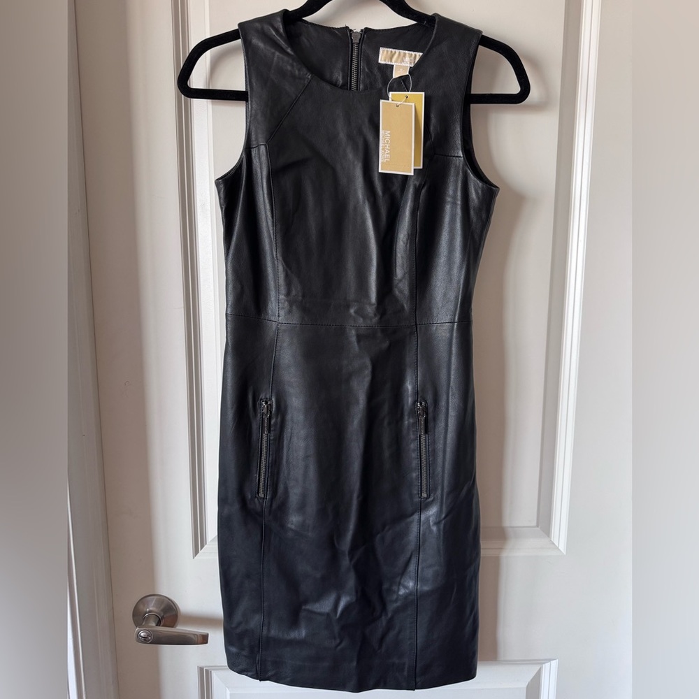 Michael Kors Genuine Black Leather Dress